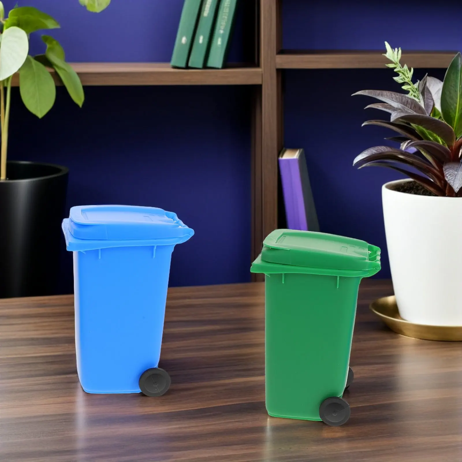 4Pcs Mini Desktop Trash Can Pen Holder Tabletop Waste Bin Creative Desk Organizer for Office Student Tiny Trashcan