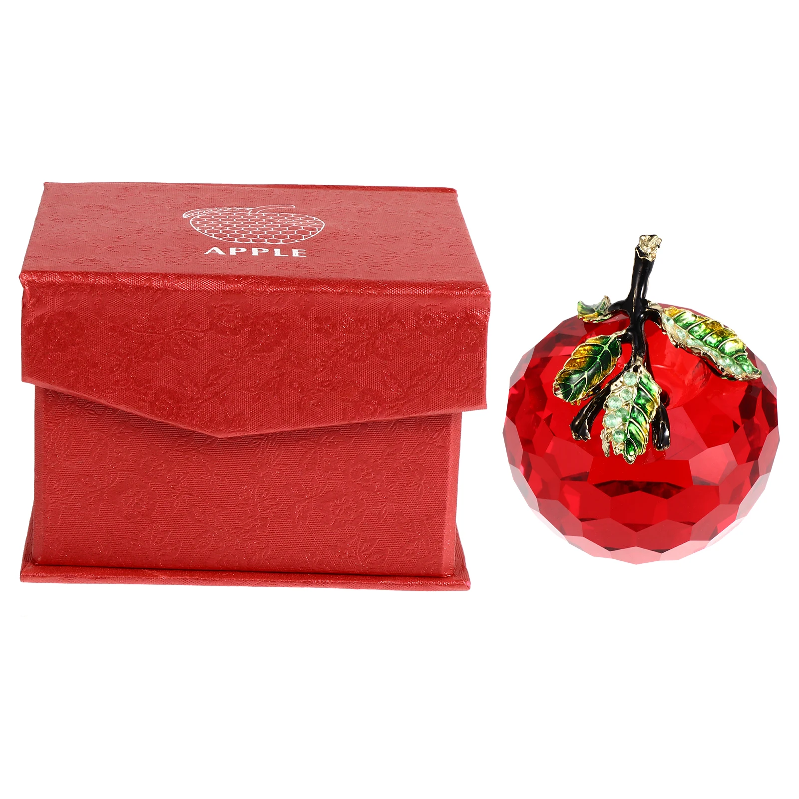 

1pc Facetted Apple Decor Long-lasting Xmas Crystal Adornment Small Ornament Home Desktop Mall Craft Peace Safety Gift