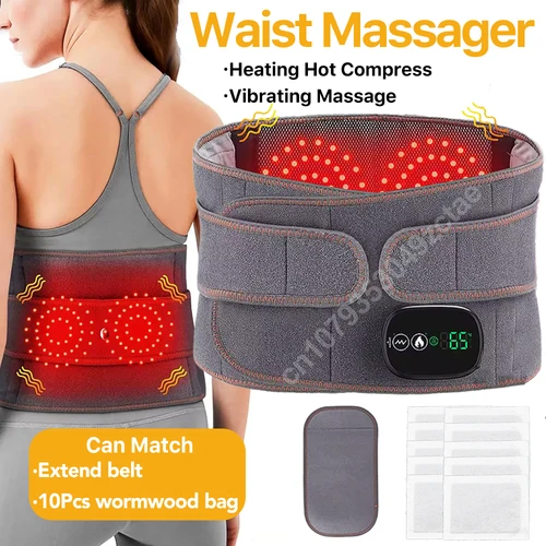 Nueva actualización de calefacción eléctrica, masajeador de cintura, cinturón de soporte, vibración, compresa caliente, cinturón, relajación de espalda, ajuste de 3 engranajes