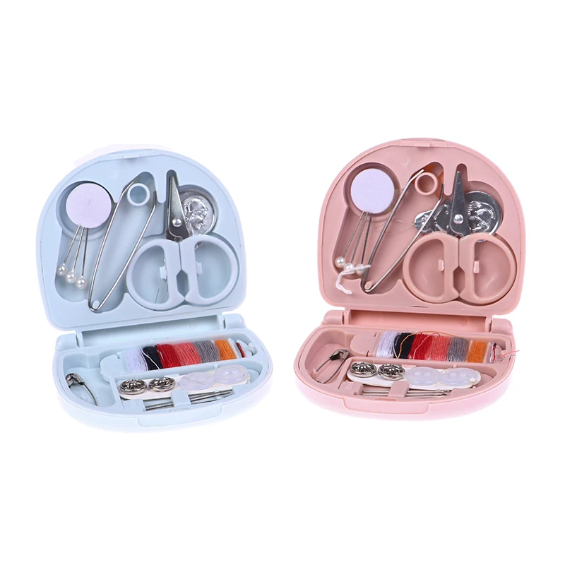 Portable Sewing Set Mini Sewing Box Needle Thimble Buttons Pin Home Sewing Tool