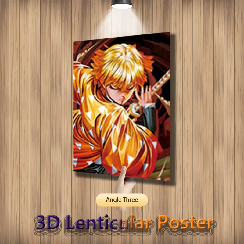 

3D Lenticular Posters Demon SlayerTanjirou Dragon Ball Inosuke Gradient Print Room Decor Birthday Gift Wall Art (Without Frame)