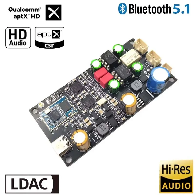 Nuevo Placa decodificadora de receptor de Audio Bluetooth Dual ES9039Q2M sin pérdidas HiFi QCC5125 LDAC 5,1 para amplificadores