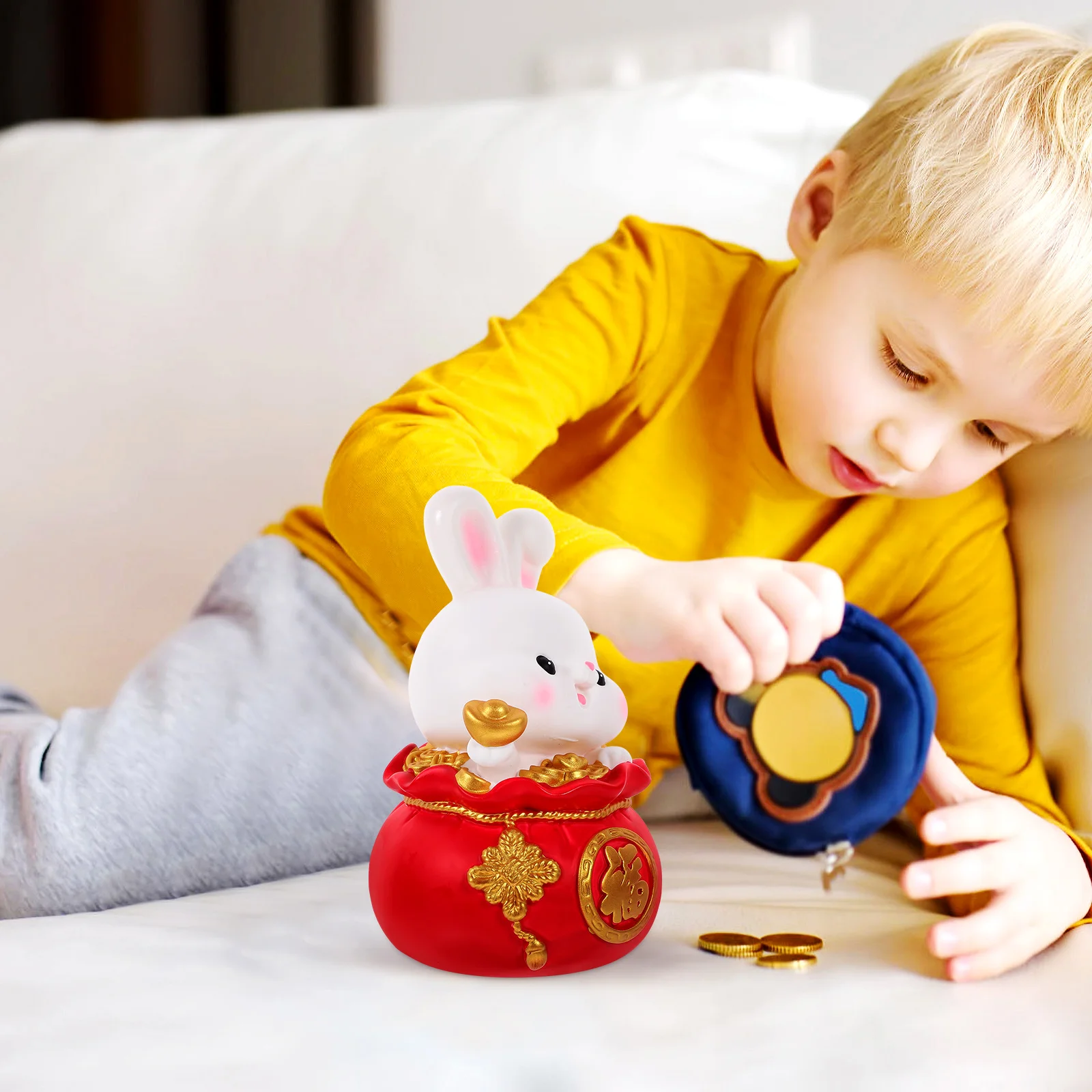 Creative Bunny Piggy Bank Reusable Coin Saving Jar for Kids Adorable Rabbit Shape Desktop Ornament Money Storage Solution