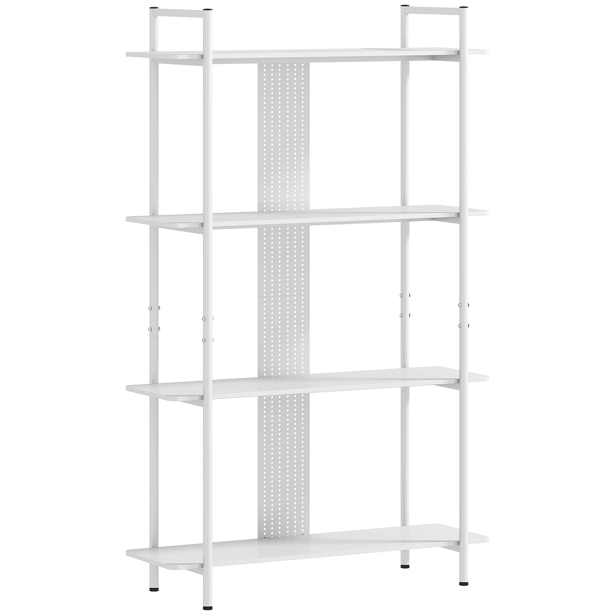 Homcom 4-laags rekkenkast met geperforeerd paneel en wit metalen frame