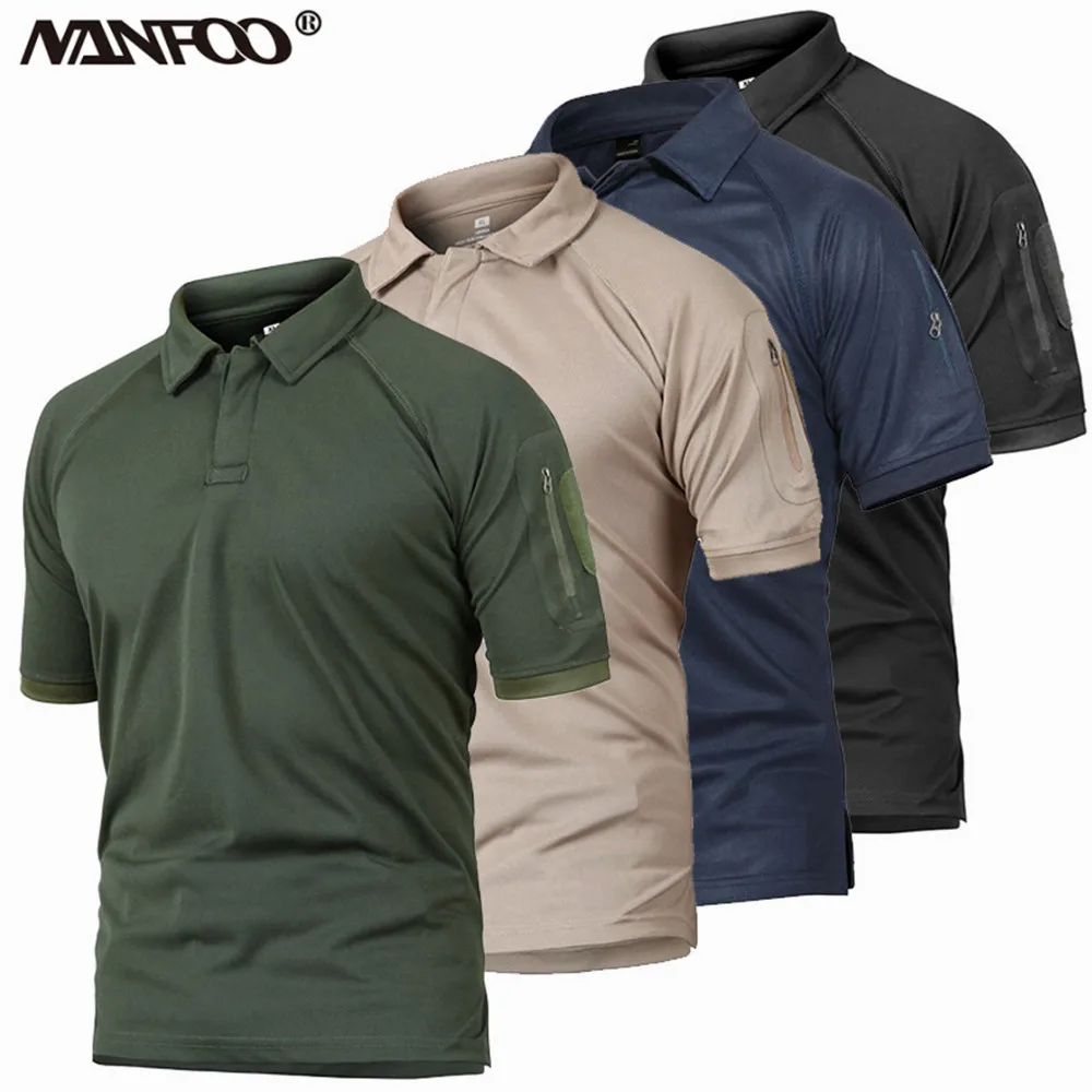 

Men's Camouflage Trainning Shirt Flip Collar Short-Sleeved T-Shirt Anti-Sweat Quick Drying Sports Cycling Sweatproof T-Shirt