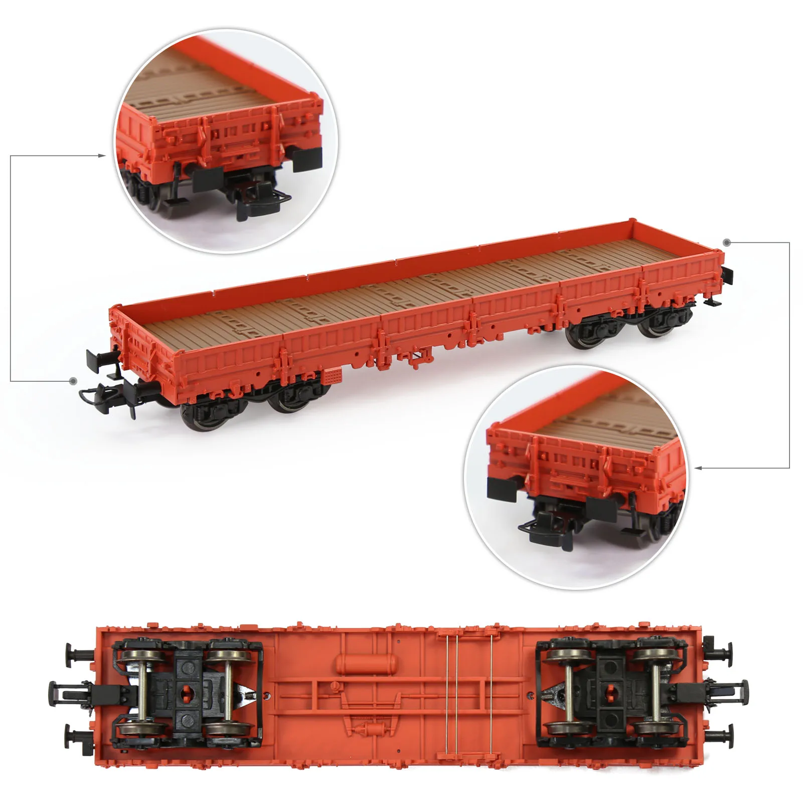 3 Units Evemodel Trains -C8764 HO Scale 1:87 40\' Low-side Car Model Wagon Painted Unlettered