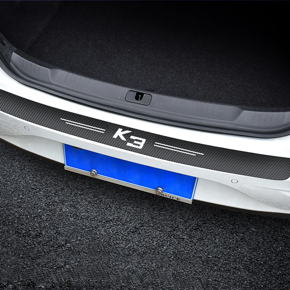 

New 1pc car sticker trunk bumper carbon fiber decorative strip for Kia K3 AUTO Accessories