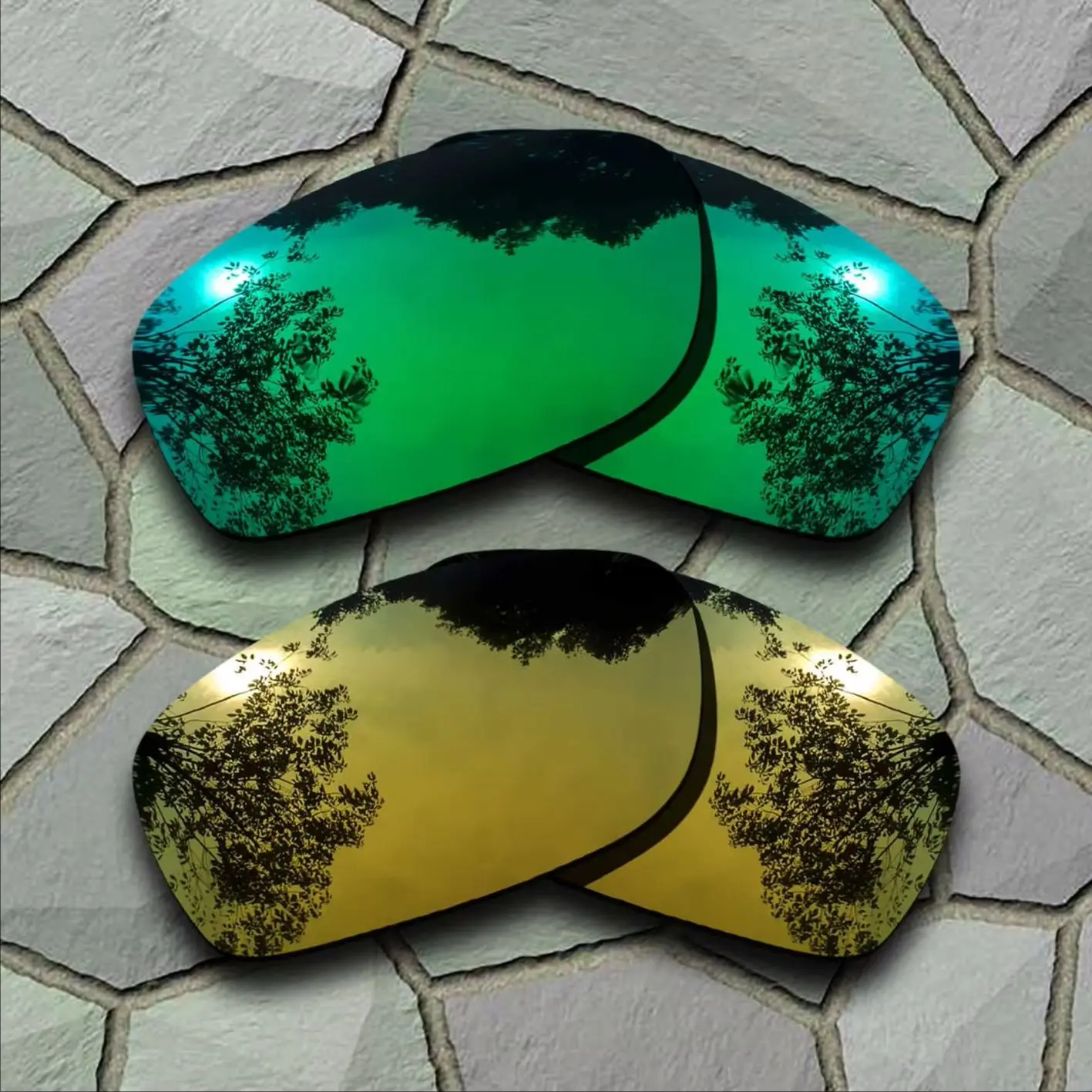 

2SETS Jade Green&Yellow Golden Polarized Replacement Lenses for Oakley Fives Squared Sunglasses