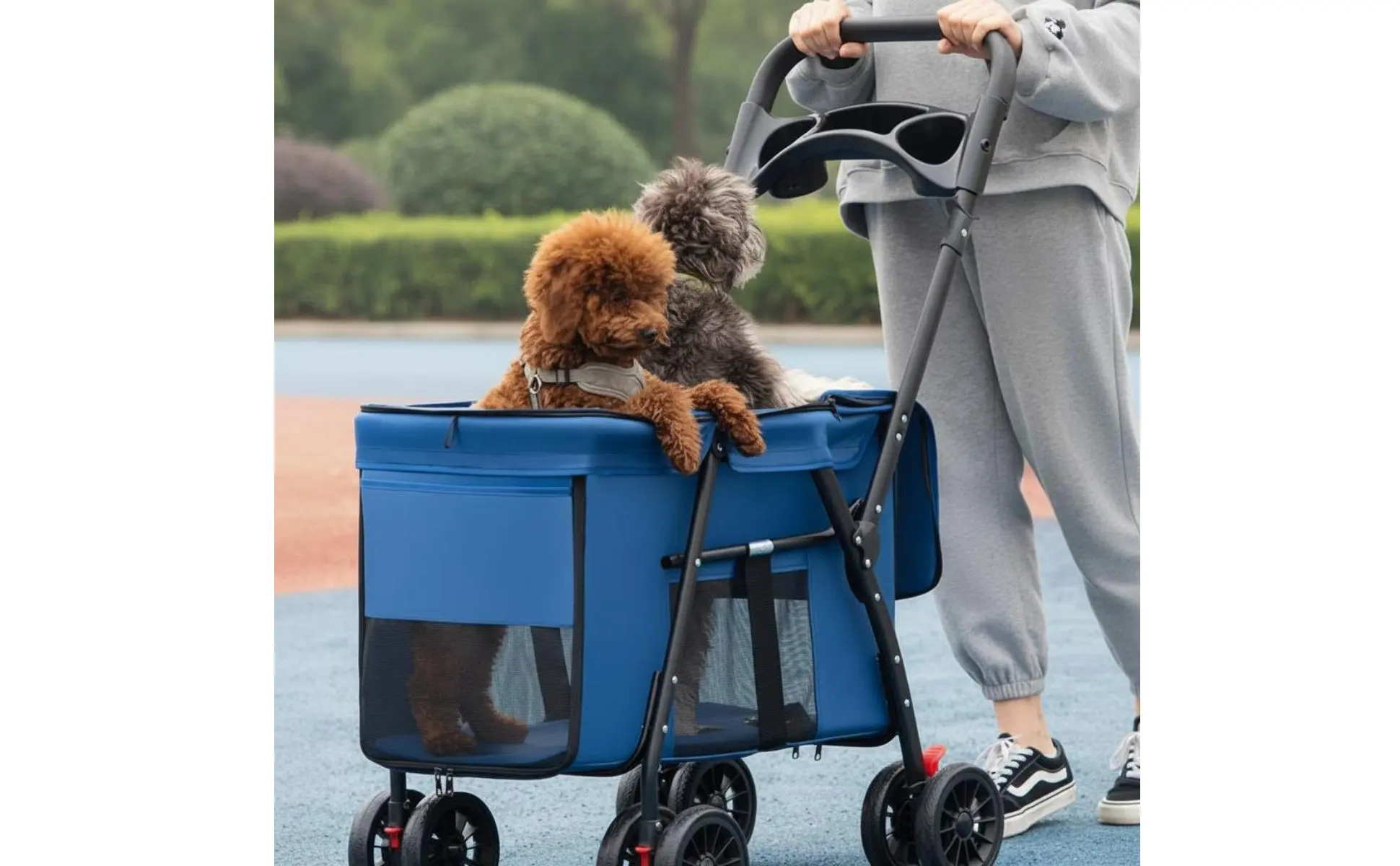 Dog Stroller Collapsible Feline Stroller Lightweight Pet Stroller Easy Accessible Creature Gear Rear Brakes for Walks, Outdoor