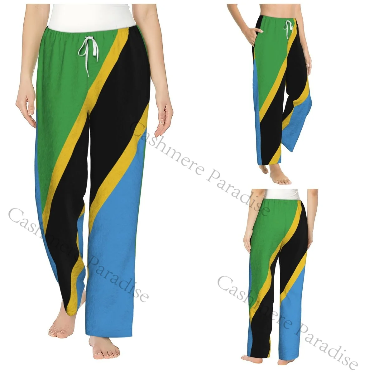 

Tanzania Flag Warm Women Pajama Pants Flannel Sleep Bottoms Soft Fleece Loungewear