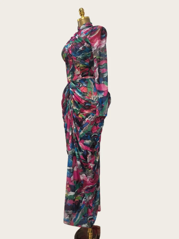 GLCMYAYA Tie Dye Printed Women Set Wrap Crop Top + Ruched Maxi Skirt 2026 Summer Beach Vacation Birthday Two Piece Set Outfits