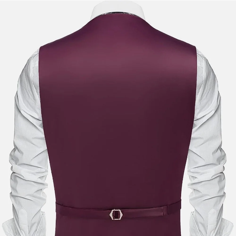 Men Vest Cotton For Wedding Dress V-Neck Male Clothing High Quality Wine Red Comfortable and Soft Plus Size Waistcoat Gilet Uomo