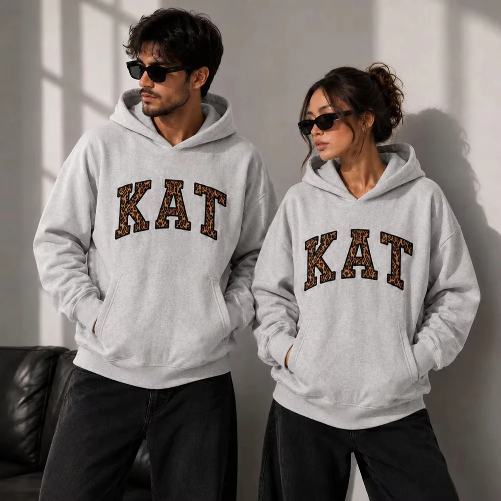 2026 New Men Women KATSEYE Double Sided Print Hoodie Concert Merch Outfit Fan Streetwear Hooded Sweatshirt Leopard Letter