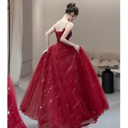 Customized Shiny Sequined Long Evening Dress Sexy Strapless A-line Robe De Soiree Classic Spaghetti Strap Elegant Prom Dress