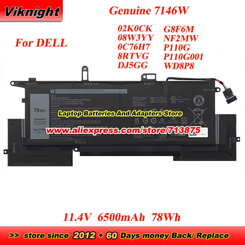 

Genuine 7146W battery NF2MW 8RTVG DJ5GG G8F6M P110G001 WD8P8 02K0CK 08W3YY for DELL Latitude 14 9410 9420 P110G E7260 7270 7400