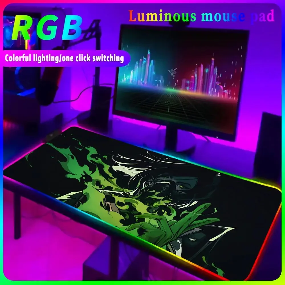 V_valorant RGB Mouse Pad Gaming Mousepad Gamer Computer Keyboard Pad Backlit Mause Pad Large Mouse Desk LED Luminous Mice Mat