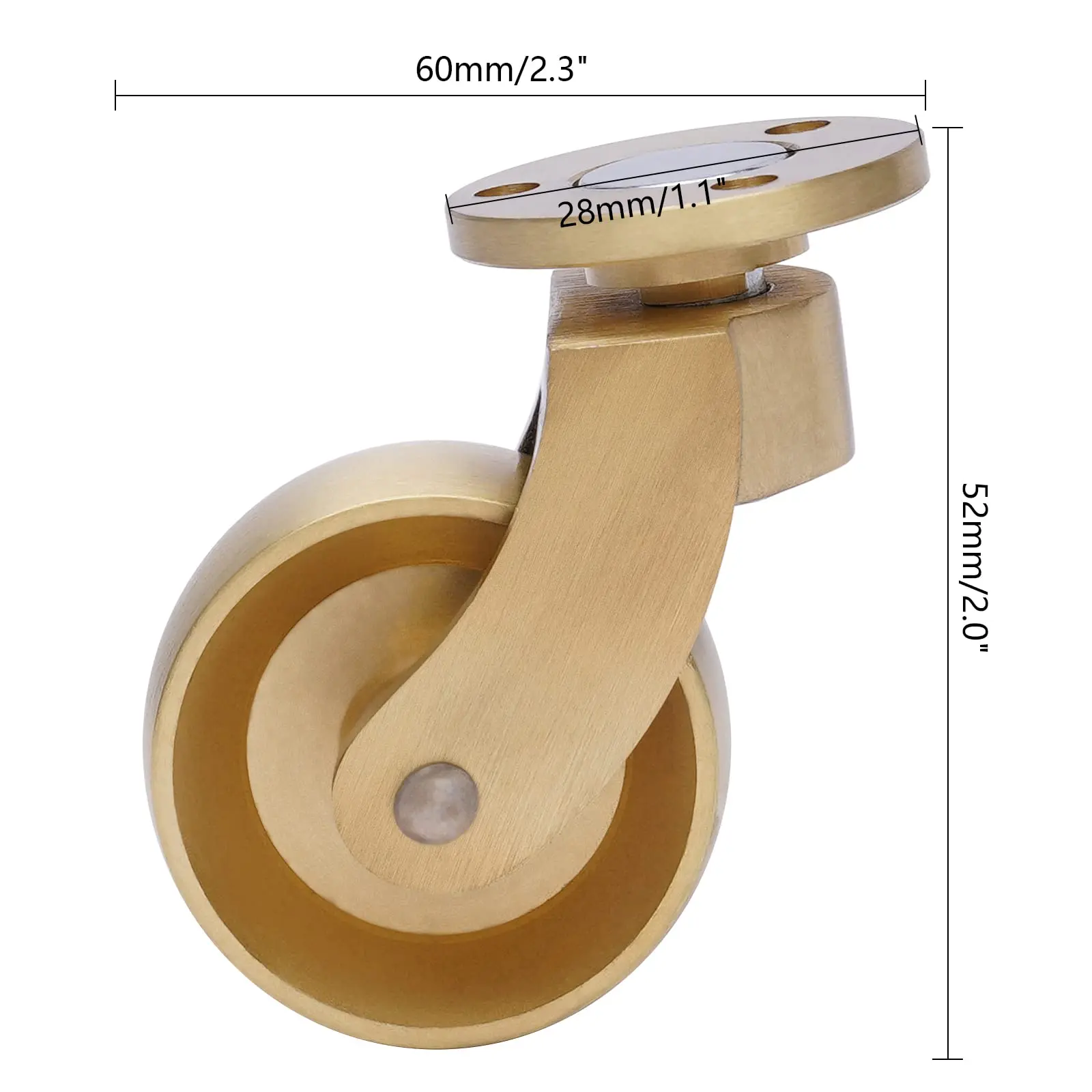 4 Pack Brass Swivel Caster Wheels-Loading 440Lbs, 360 Degrees Universal Heavy Duty Furniture Casters for Bookshelves, Shoe Bins,