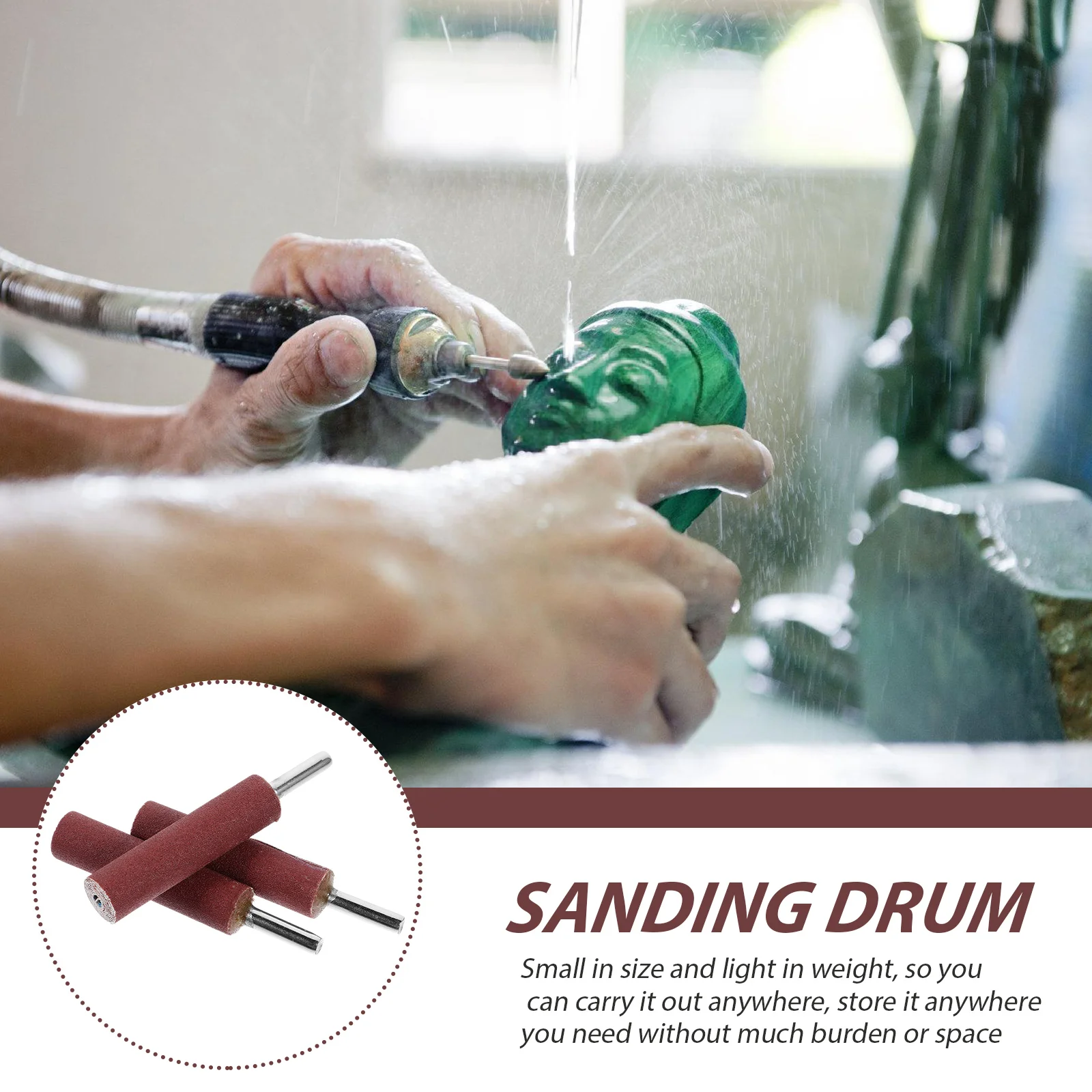 

3pcs Drums Band Sleeves Bar Sticks 80 Grit Cylindrical Roll Handle Portable Lightweight Efficient Polishing Grinding Wood Metal