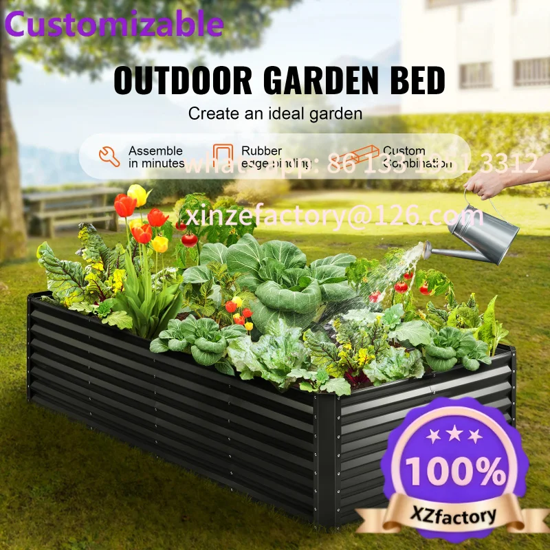 Customizable Raised Garden Bed Outdoor Planting Boxes with Open Base for Growing Flowers/Vegetables