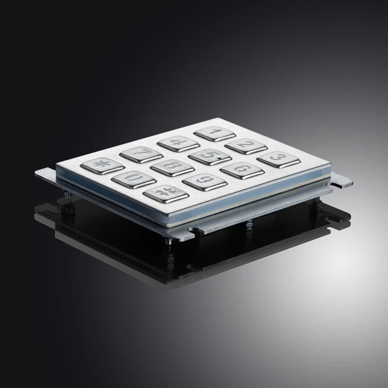 IP65 Outdoor 12 Keys 3X4 Stainless Steel Industrial LED Backlit Metal Numeric Keypad For ATM Kiosk Access Control