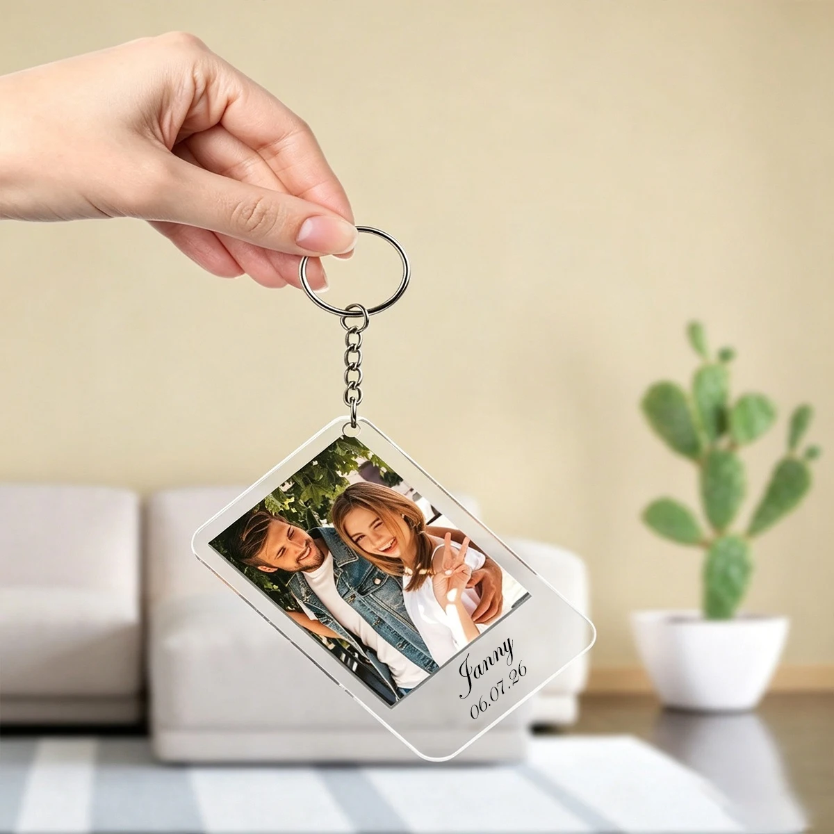 Custom Photo Acrylic Keychain Personalized Text Picture Customized Couple Family Pet Photo Keychain Gift For Lover Friend