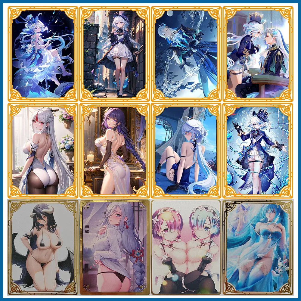 

Anime Goddess Story Furina Sexy Metal Card Boy Games Toys Collectible Cards Christmas Birthday Gift Miku Rem Shinobu DIY ACG