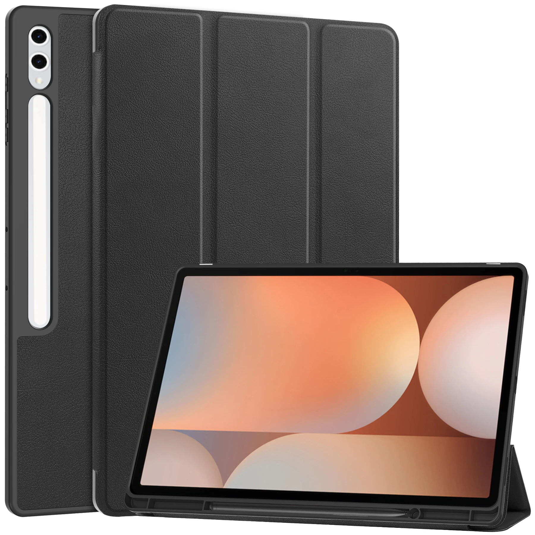 Three Fold Stand Flip Leather Case Cover with Pen Holder for Samsung Galaxy Tab S10 Ultra 14.6