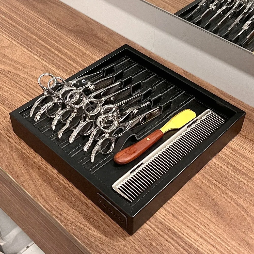 Professional Barber Hair Clipper Tray Holder Organizer Beauty Stylist Tool Box Black Hairdressing Barber Storage Rack Barbershop