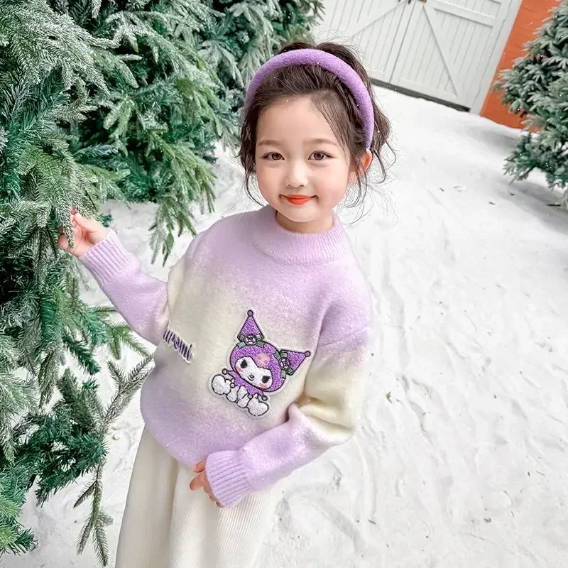 

Girly Heart Kawaii MINISO Anime Fashion Long Sleeve Sweater Autumn Ins Winter Cute Children Knitted Bottoms Shirt Gifts for Kids