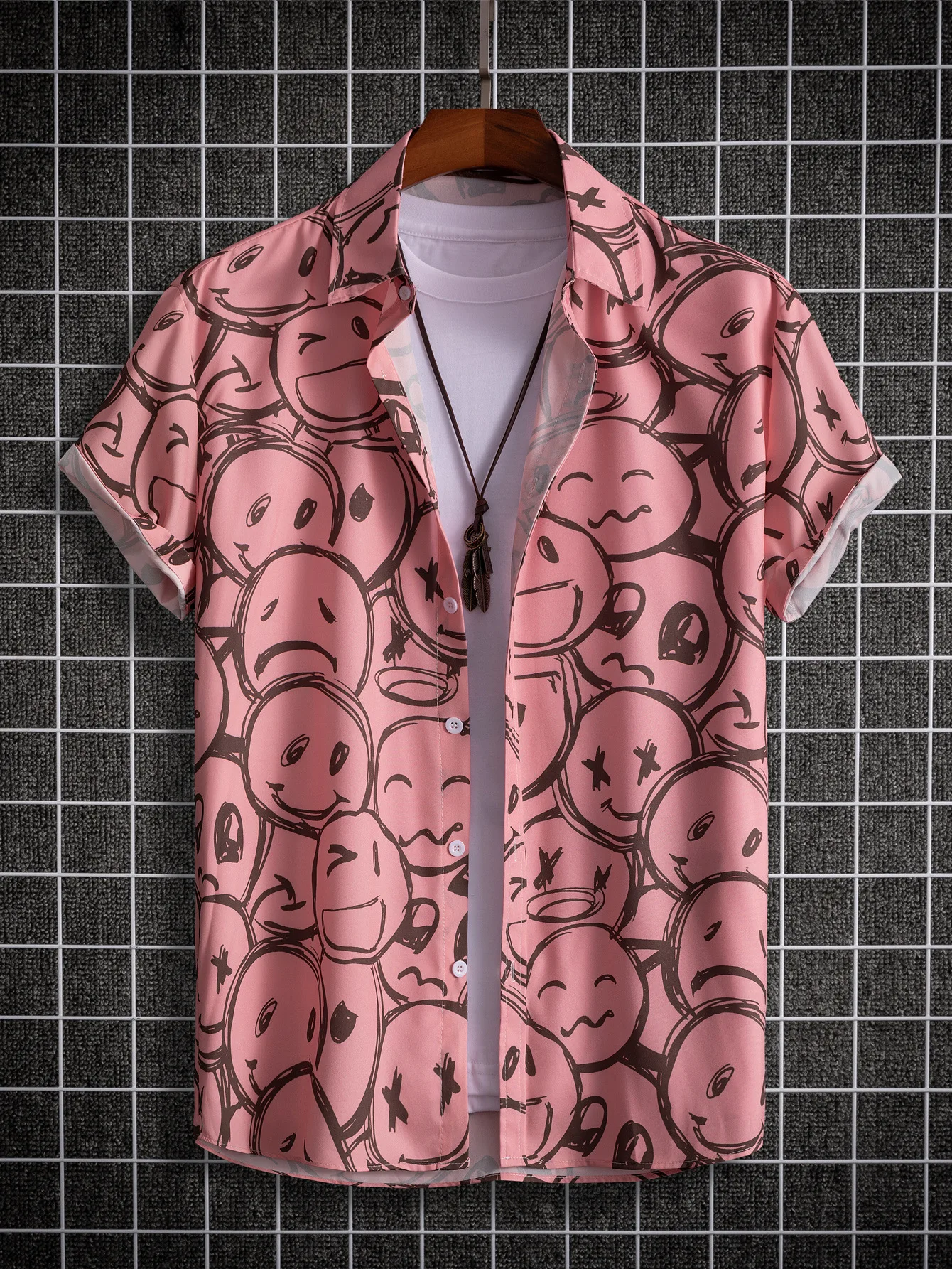 2025 قميص هاواي صيفي الرجال موضة زهرة هندسية بلوزة مطبوعة واحدة الصدر الشاطئ قصيرة الأكمام بلايز الرجال عطلة الملابس #5