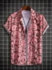 Men's Short Sleeve Printed Hawaiian Shirt Men Fashion Flower Geometric Printed Blouse Single-breasted Beach Short SleeveTops Men's Holiday Clothing