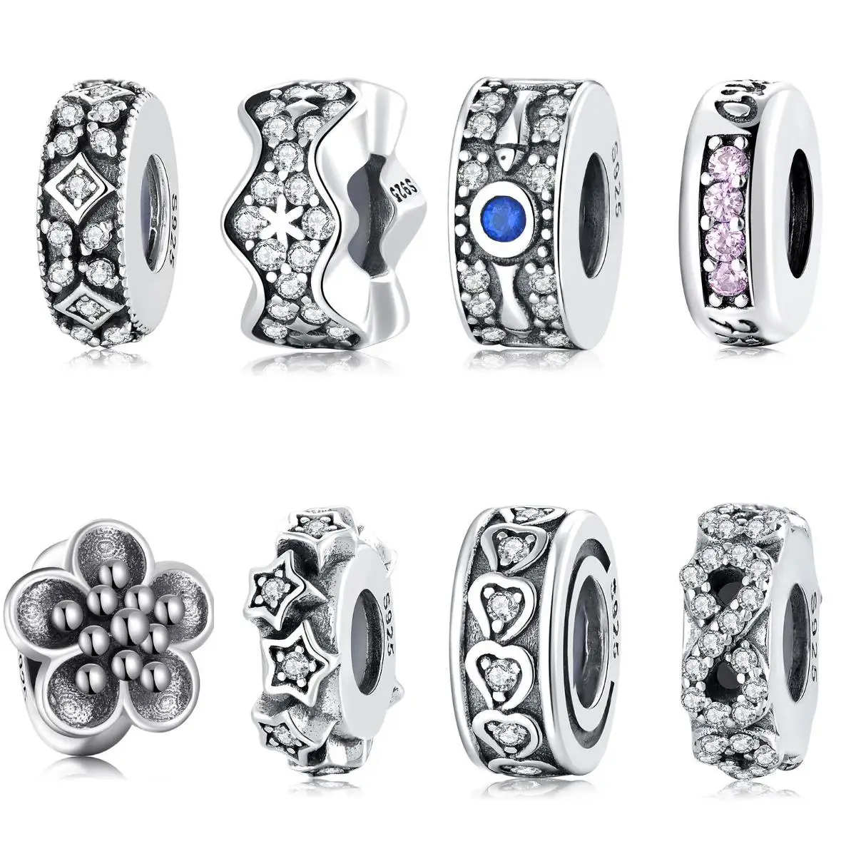 

925 Sterling Silver Infinite Love Star White Zircon Stoppers Charmss Beads for Women Jewelry Making Charm Bracelet for Girls