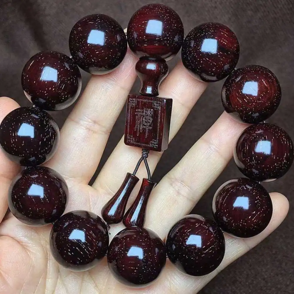 20MM Lobular red sandalwood Cuff Mala Buddha Lucky Bracelet Jewelry Lovers Eco-Friendly Link Karma Unique Prayer