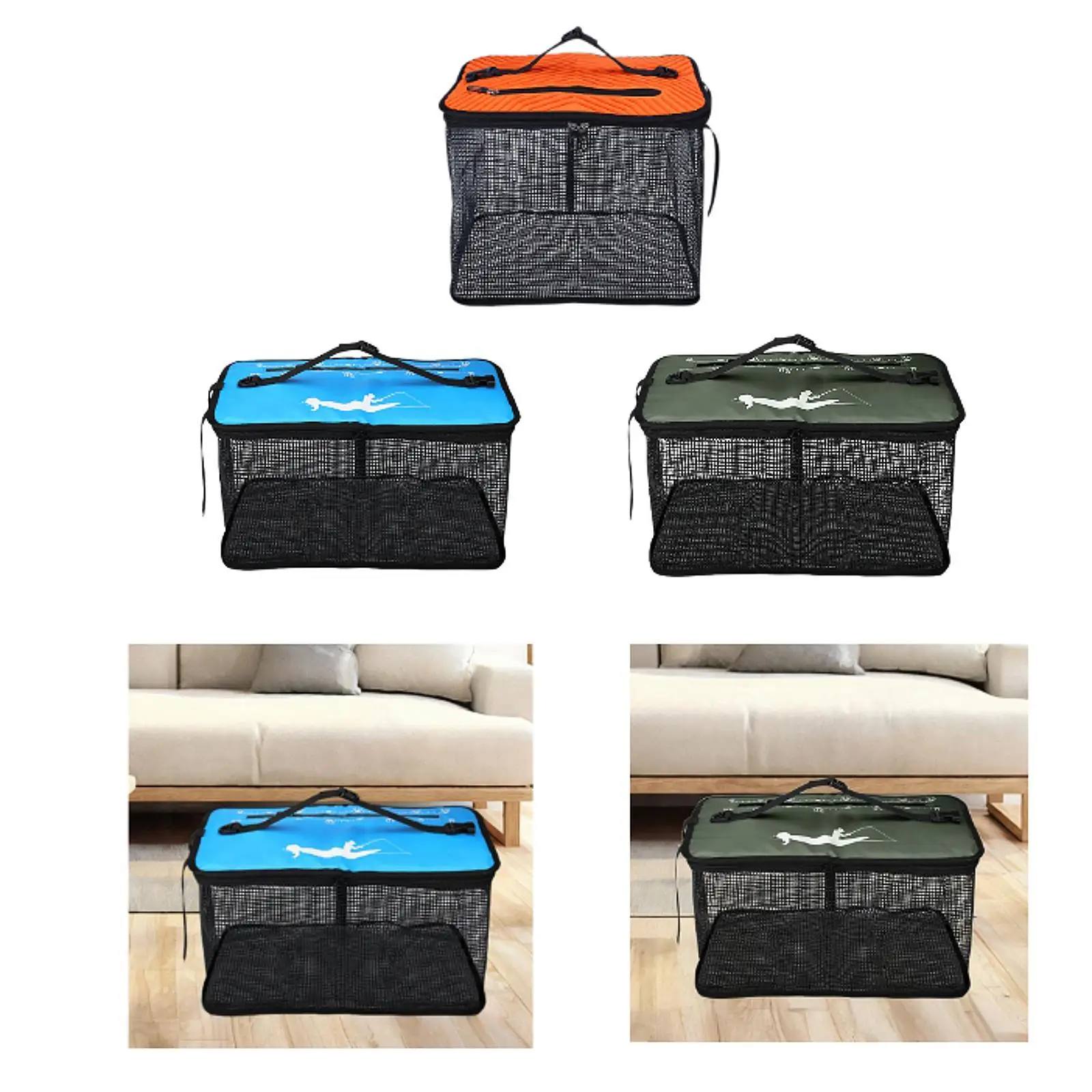 

Fishing Net Fish Basket Multipurpose Sturdy Convenient Fish Bucket Foldable Fish Cage for Fishing Outside Accessories