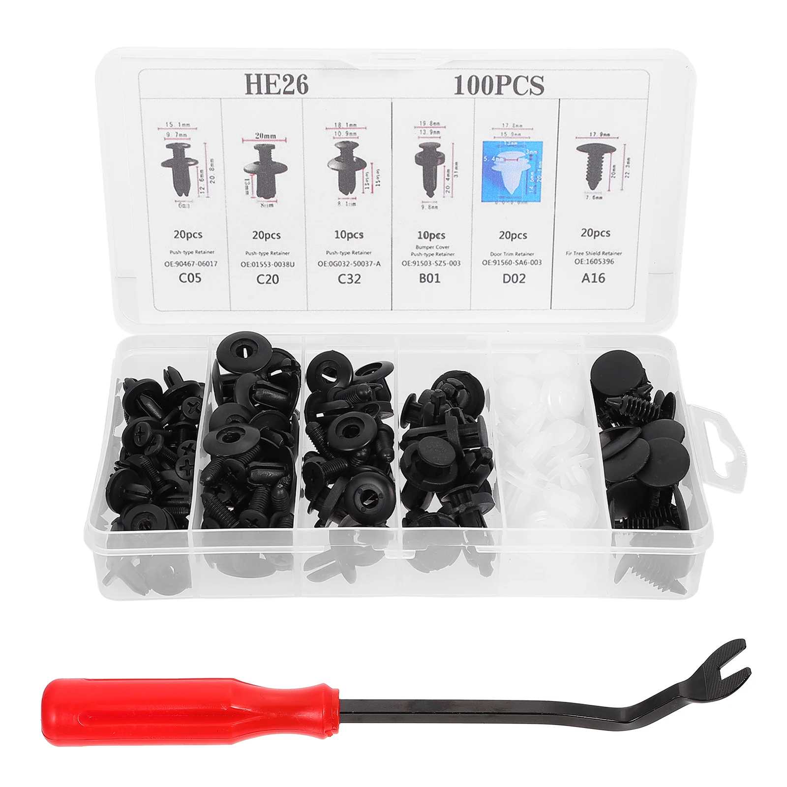 

100 Set High Quality Nylon Auto Bumper Fastener Retainer Dashboard Driver Kit Storage Box Practical