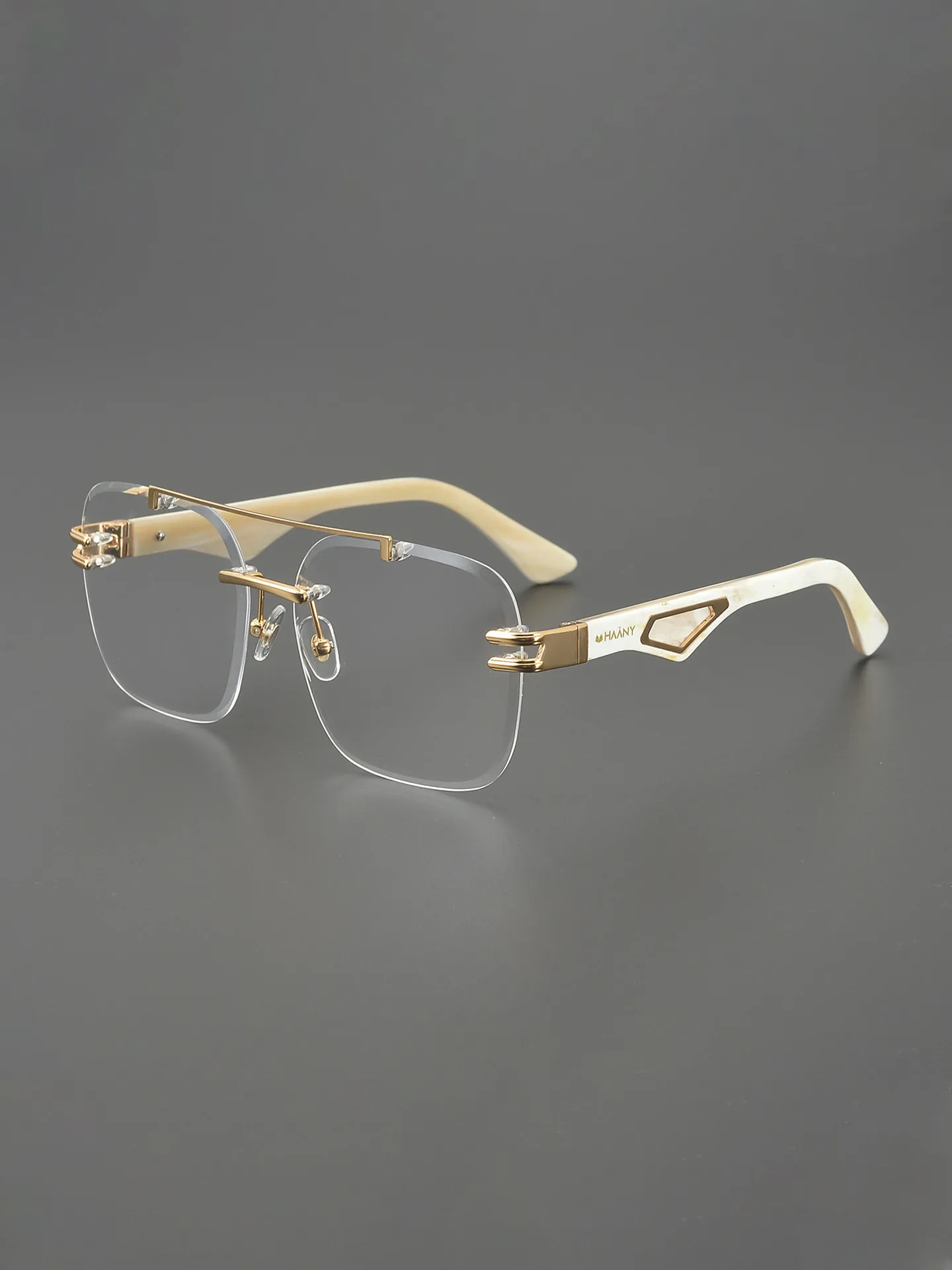 

Retro Double Beam Frameless Glasses Pilot's Prescription Optical Eyeglasses Men Women's Myopia Reading Business Metal Eyewear