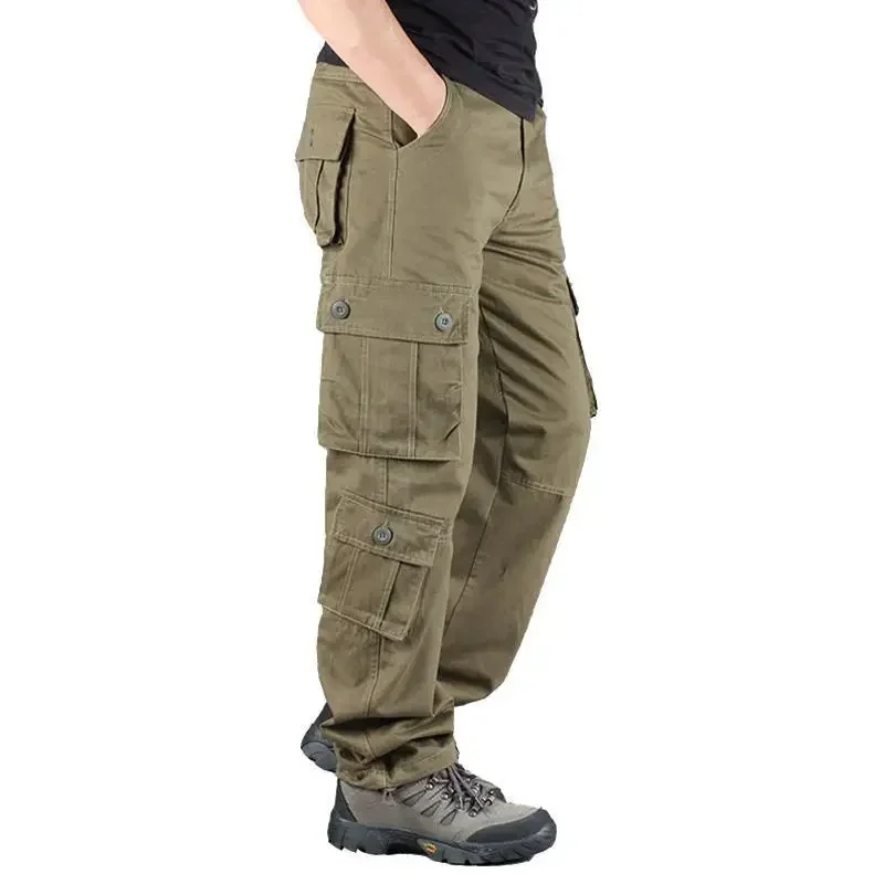 Men's Cross-Border Multi-Pocket Cargo Pants Straight-Leg Loose-Fit Spring Autumn Summer Pure Cotton Casual Long Pants