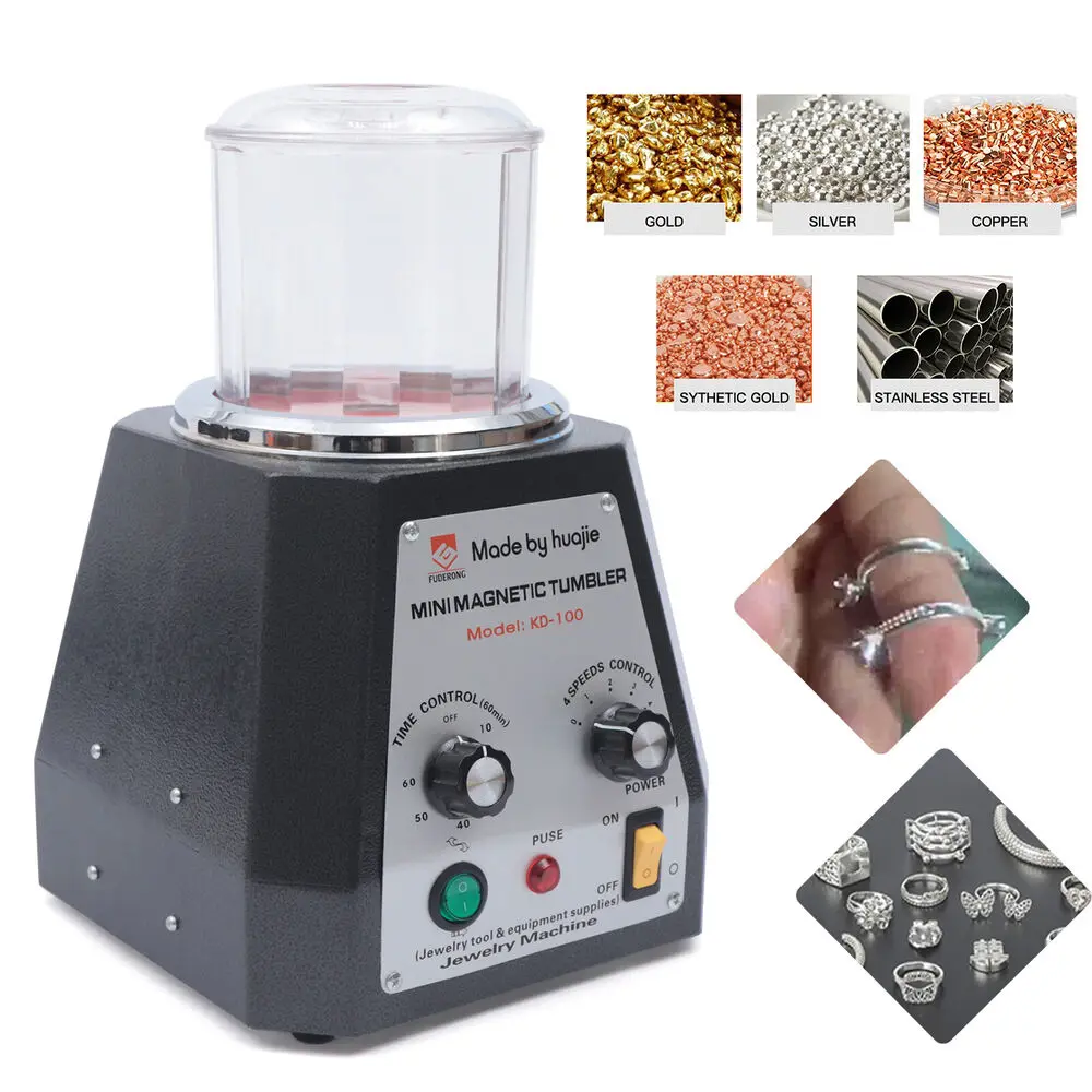 Magnetic Tumbler Jewelry Polisher Machine Finisher 100mm 4 Speed Time Control