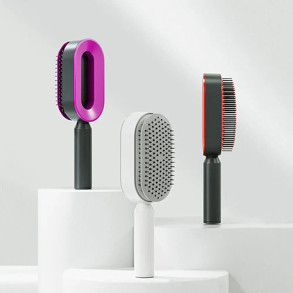 Self Cleaning Hair Brush For Women One-Key Cleaning Hair Loss Massage Scalp Comb Anti-Static Hairbrush Dropshipping