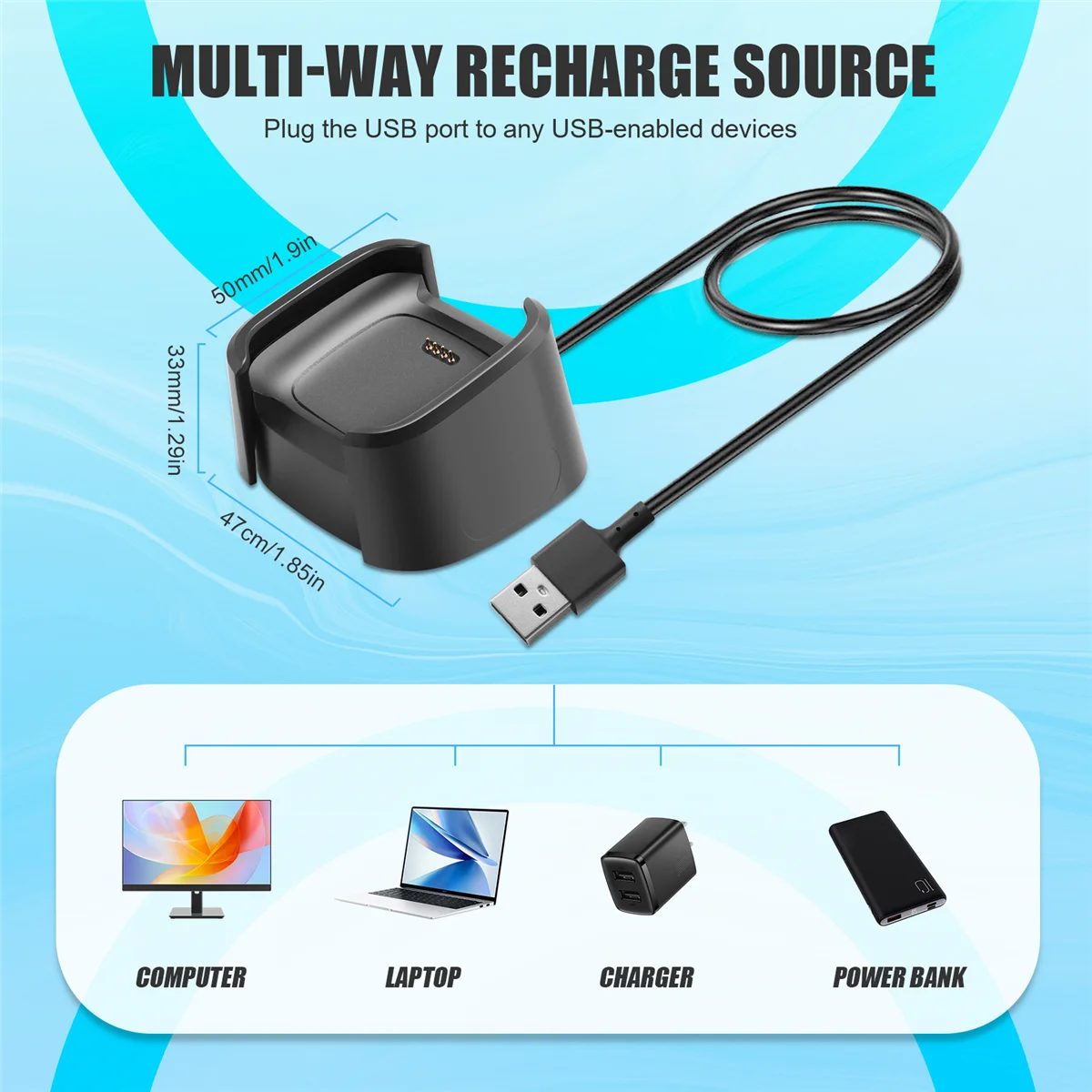 Charger Compatible for Fitbit Versa 2,Replacement USB Charging Cable for Versa 2 Smart Watch Accessories YDH