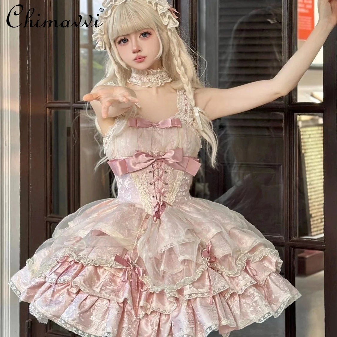 JSK Subculture Sweet and Spicy Ballet Style Lolita Dress Girl's Ladies Bow Short Princess Dress Elegant Women's Lo Dreses