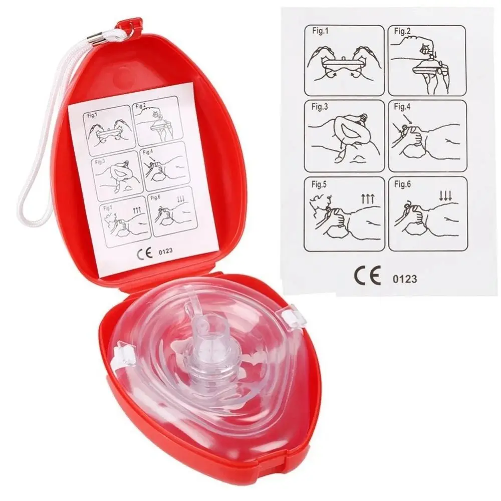 Reuseable CPR Breathing Mask Breathing Mask One-way Valve Tools Artificial Respiration Mask Professional Red Cpr Rescue