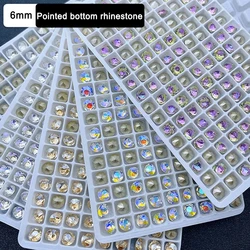 6mm Pointed Bottom Stacked Diamond Shi Yue Face Nail Art Rhinestone K9 Crystal Glass 3D Manicure DIY Decoration Accessories