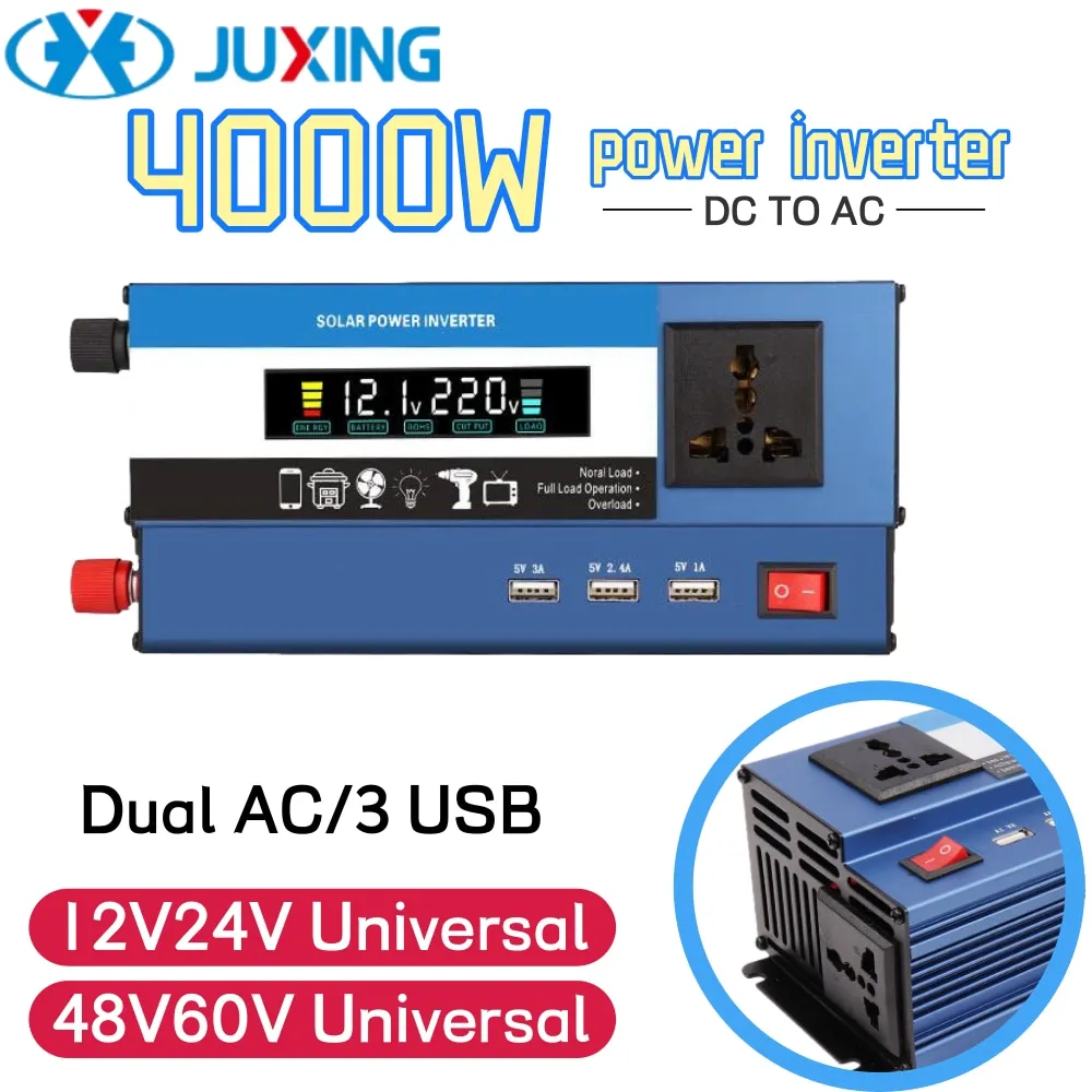 JUXING  Power Inverter 4000W DC 12V24V Universal to AC 220V AC Converter Equipped With Multiple Power Ports