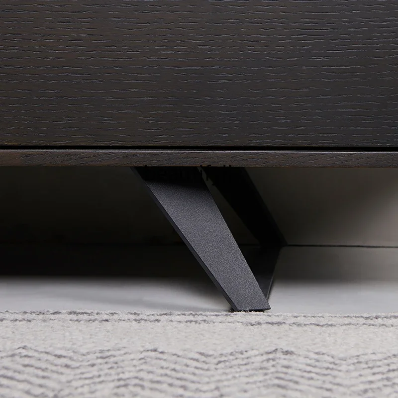 A15 Italian TV Cabinet with Light Small Apartment Solid Wood Low Cabinet Black Floor Cabinet Living Room Furniture