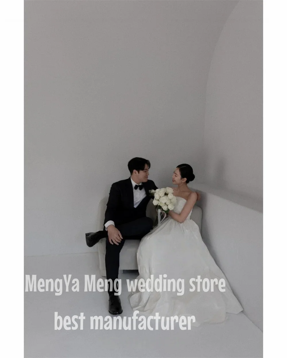 

ZHUISHU A Line Taffeta Photos Shoot Simple Strapless Korea Wedding Dresses Customized Formal Party Gowns Sleeveless Bride Dress