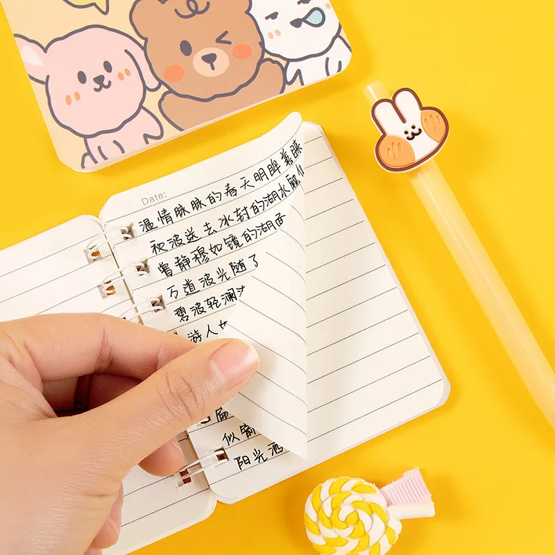 Random 1/2/3/4 Pc A7 Pocket Spiral Notebook, Kawaii Print Small Wirebound Notepad, Portable Memo Diary for Daily Notes 23 Styles