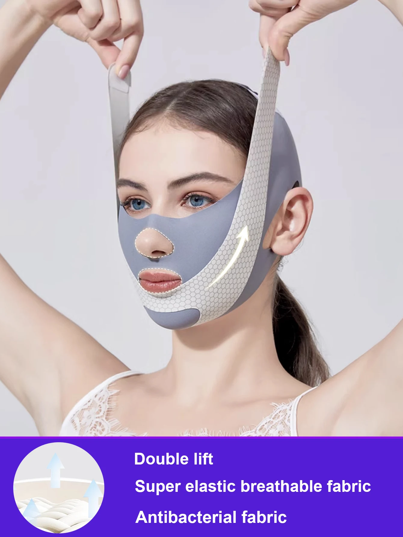 フェイスリフティングベルト Vラインシェイパー 顎ラインチンストラップ、二重あごの軽減とシワケアのためのアンチエイジングフェイスファーミングマスク