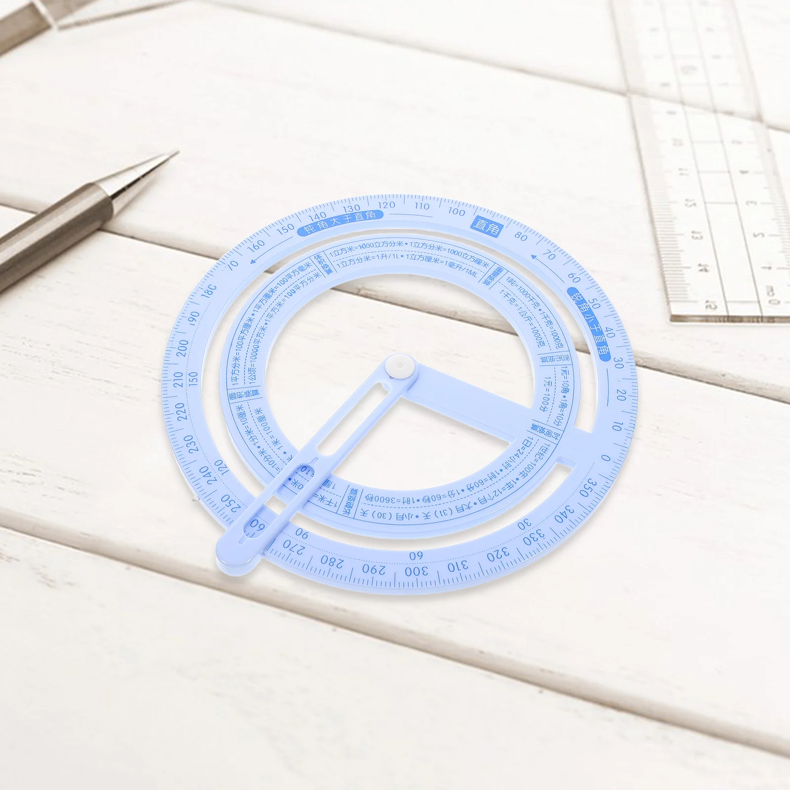 

4pcs Protractor Angle Ruler 360 Degree Rotation Needle Drawing Tool Small Measuring Clear Plastic Circle Board Ruler