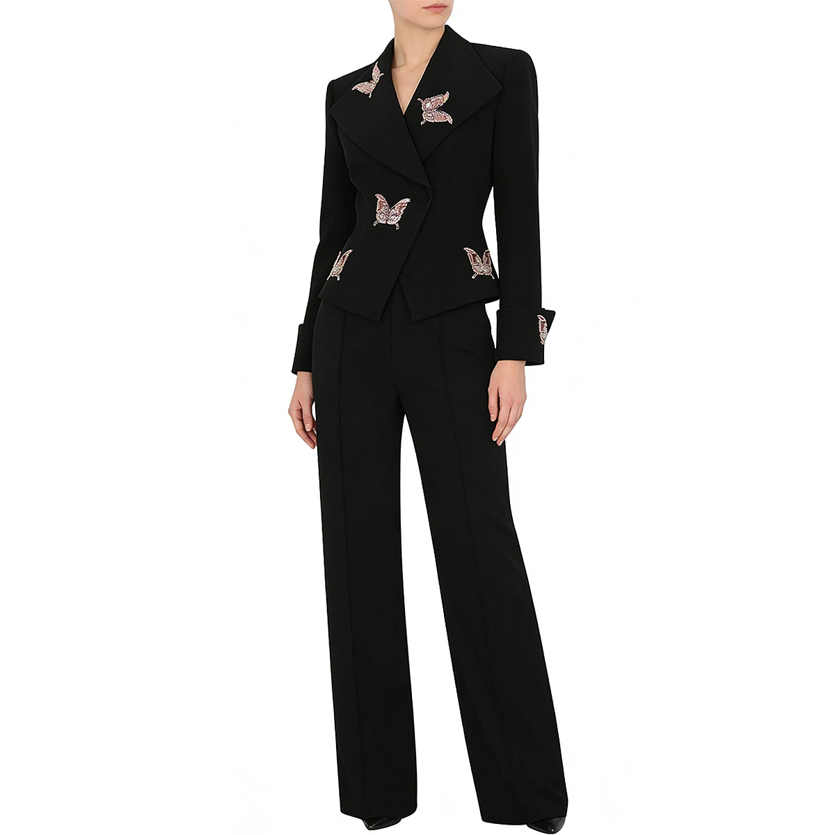 

25309 High Quality New Fashionable Embroidered Beaded Suit Pants Two piece Temperament Commuter Women's Set